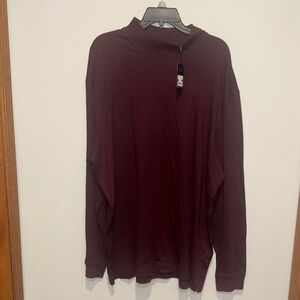 Kenneth Roberts Men’s NWT Size XXL Classic Mock Neck Burgundy Long Sleeve Tee.